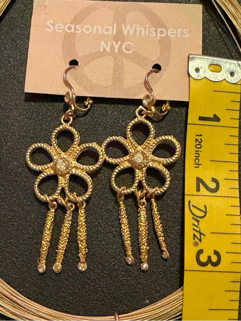Seasonal Whispers NYC Gold Flower Pendant Necklace with Matching Earrings - Picture 11 of 12